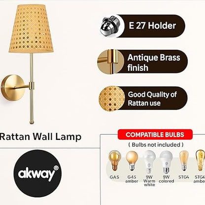 Bamboo Wall Lamp For Living Room | Cane Wall Light - Janaki by Akway