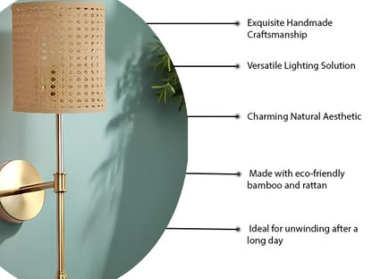 Rattan Wall Lamp For Living Room | Cane Wall Light - Avni by Akway