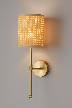 Rattan Wall Lamp For Living Room | Cane Wall Light - Avni by Akway