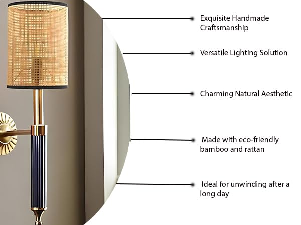 Bamboo Wall Lamp For Living Room | Rattan Wall Lamp - Nilima by Akway