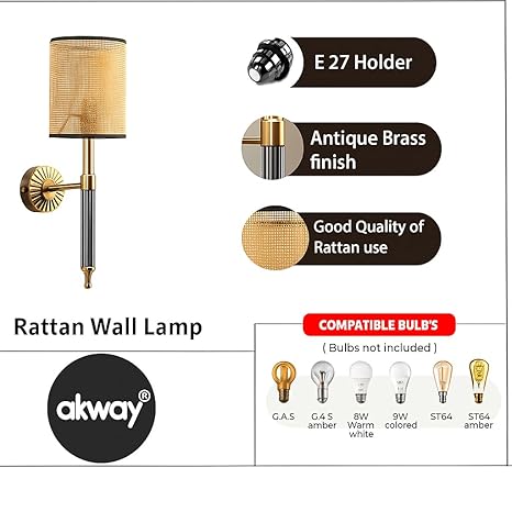 Bamboo Wall Lamp For Living Room | Rattan Wall Lamp - Nilima by Akway