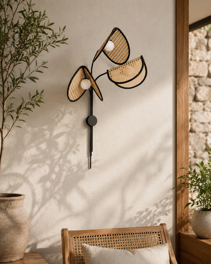 Cane Wall Light for Dining Room | Rattan Wall Lamp - TRIMPOLA