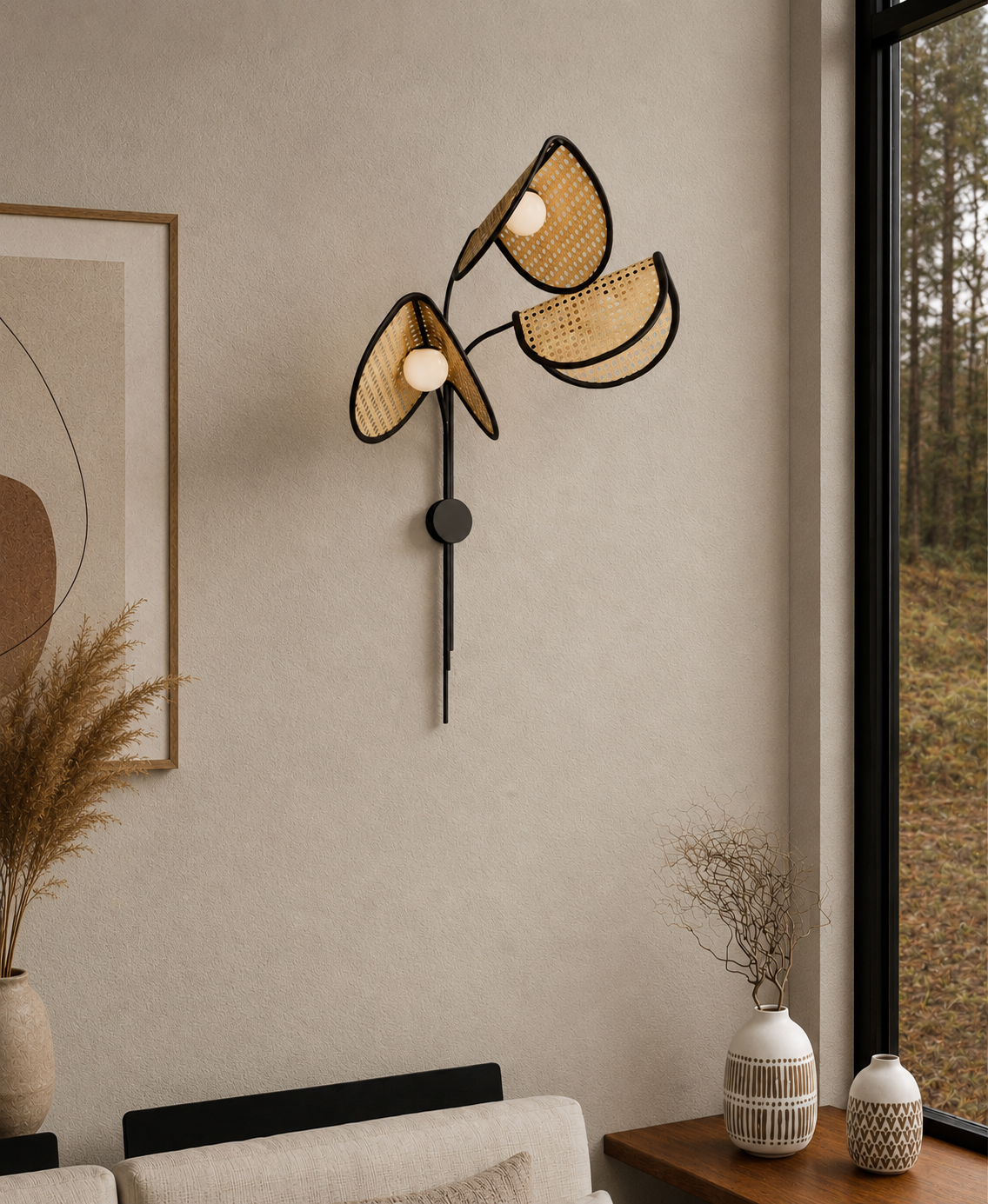 Cane Wall Light for Dining Room | Rattan Wall Lamp - TRIMPOLA