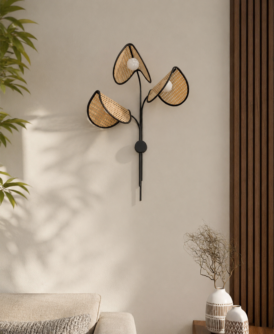 Cane Wall Light for Dining Room | Rattan Wall Lamp - TRIMPOLA