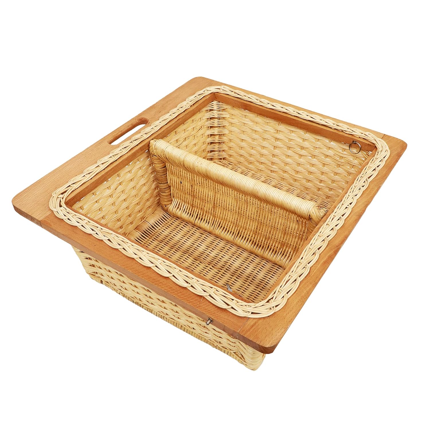 Wicker Basket for Kitchen | Bamboo Basket 21 x 20 x 8 - Sanika - Akway