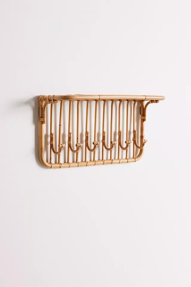 AKWAY Rattan Bamboo Wall Hook, Wall Hanger, Cane Wall Hooks, entryway Hangers, entryway Hooks, Clothing Hangers - Akway