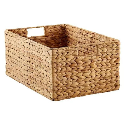 AKWAY wicker seagrass kauna grass water hyacinth rattan cane storage basket | Storage orgainser for home decor (15"L X 10"B X 7"H) - Akway