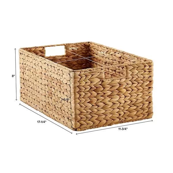 AKWAY wicker seagrass kauna grass water hyacinth rattan cane storage basket | Storage orgainser for home decor (15"L X 10"B X 7"H) - Akway