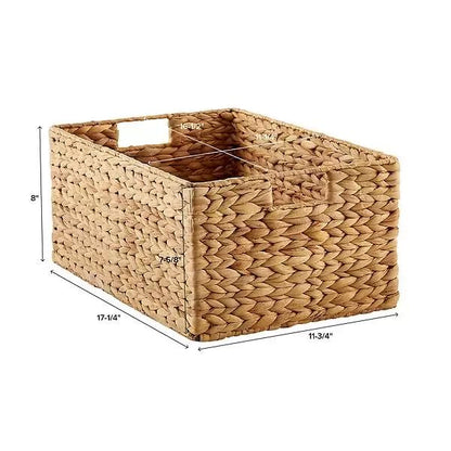AKWAY wicker seagrass kauna grass water hyacinth rattan cane storage basket | Storage orgainser for home decor (15"L X 10"B X 7"H) - Akway