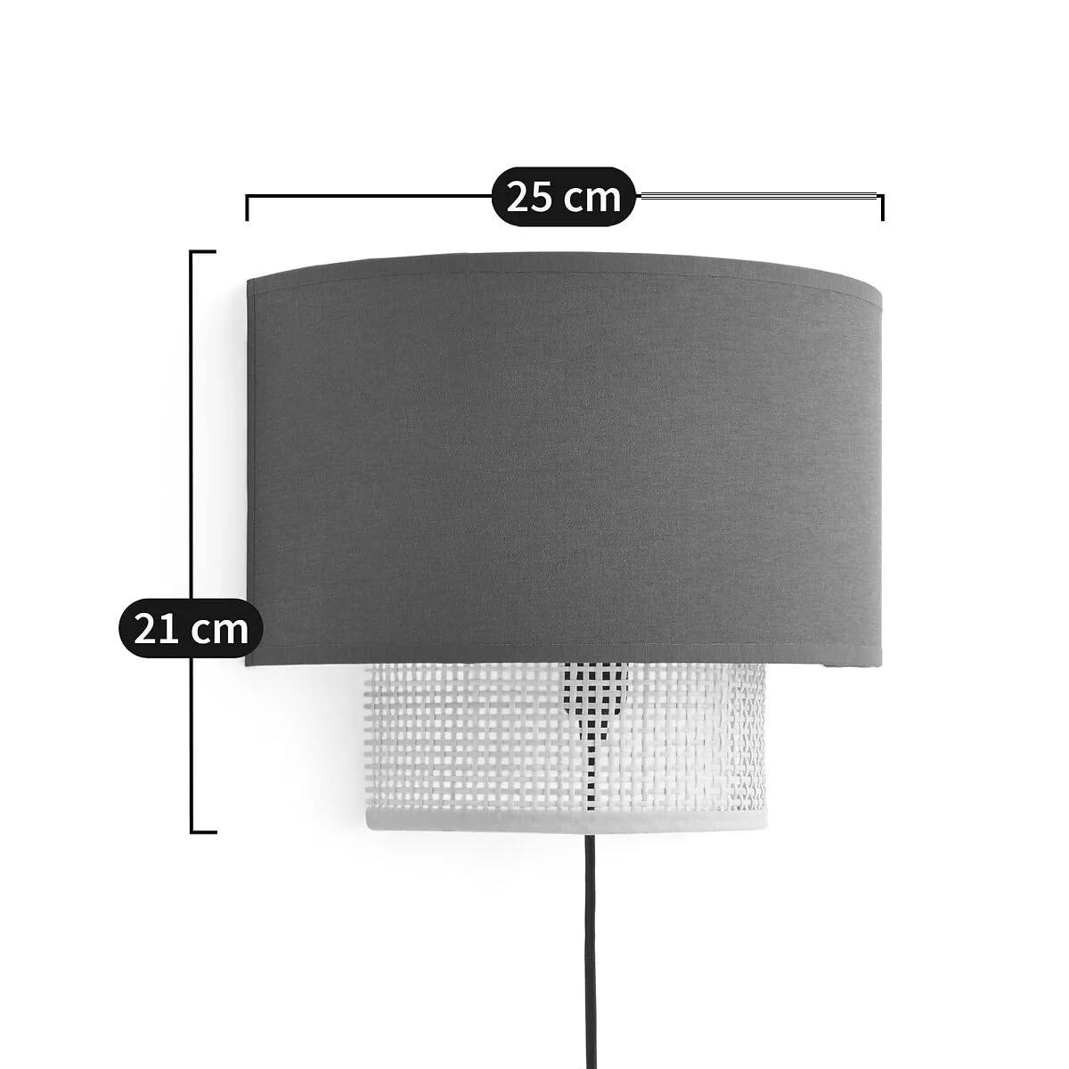 AKWAY Bamboo Wall Lamps for Living Rooms | Rattan and Cane Webbing Wall Lamps for Bedroom | Wicker Wall Lamps for Home Decoration (Bulb not Included) (25 X 21 X 5 CM)(Black) - Akway