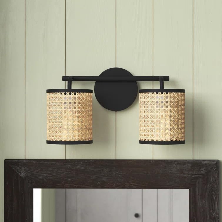 Bamboo Wall lamp for Living Room | Rattan Pendant light |Cane Webbing Wall Lamps- Azure - Akway Lighting > Wall Lamps & Sconc
