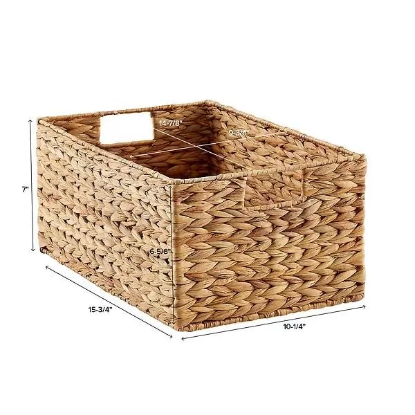AKWAY wicker seagrass kauna grass water hyacinth rattan cane storage basket | Storage orgainser for home decor (15"L X 10"B X 7"H) - Akway