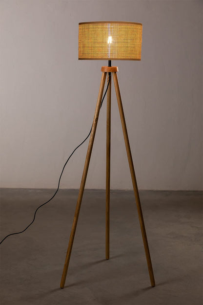 AKWAY Rattan Cane Webbing Floor Lamp Bamboo Floor Lamp Cane Floor Lamp Standing Lamp Wooden Standing lamp for Living Room Bedroom (14" D X 7")(Square Webbing) - Akway