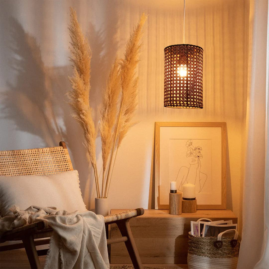 Bamboo Hanging lamp for Living Room | Rattan Pendant light | Cane ceiling light - Ariel - Akway Home > Pendant Lights (Image 