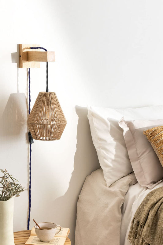 AKWAY Wicker Rattan Bamboo Jute Wall Lamps Wall scones Wall Light Beside Wall Light Living Room Light - Akway