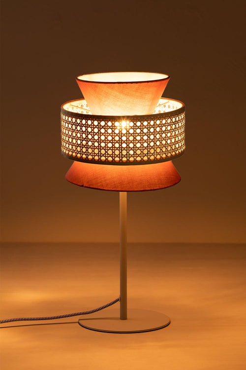 Wicker Table Lamp for Home - Amber