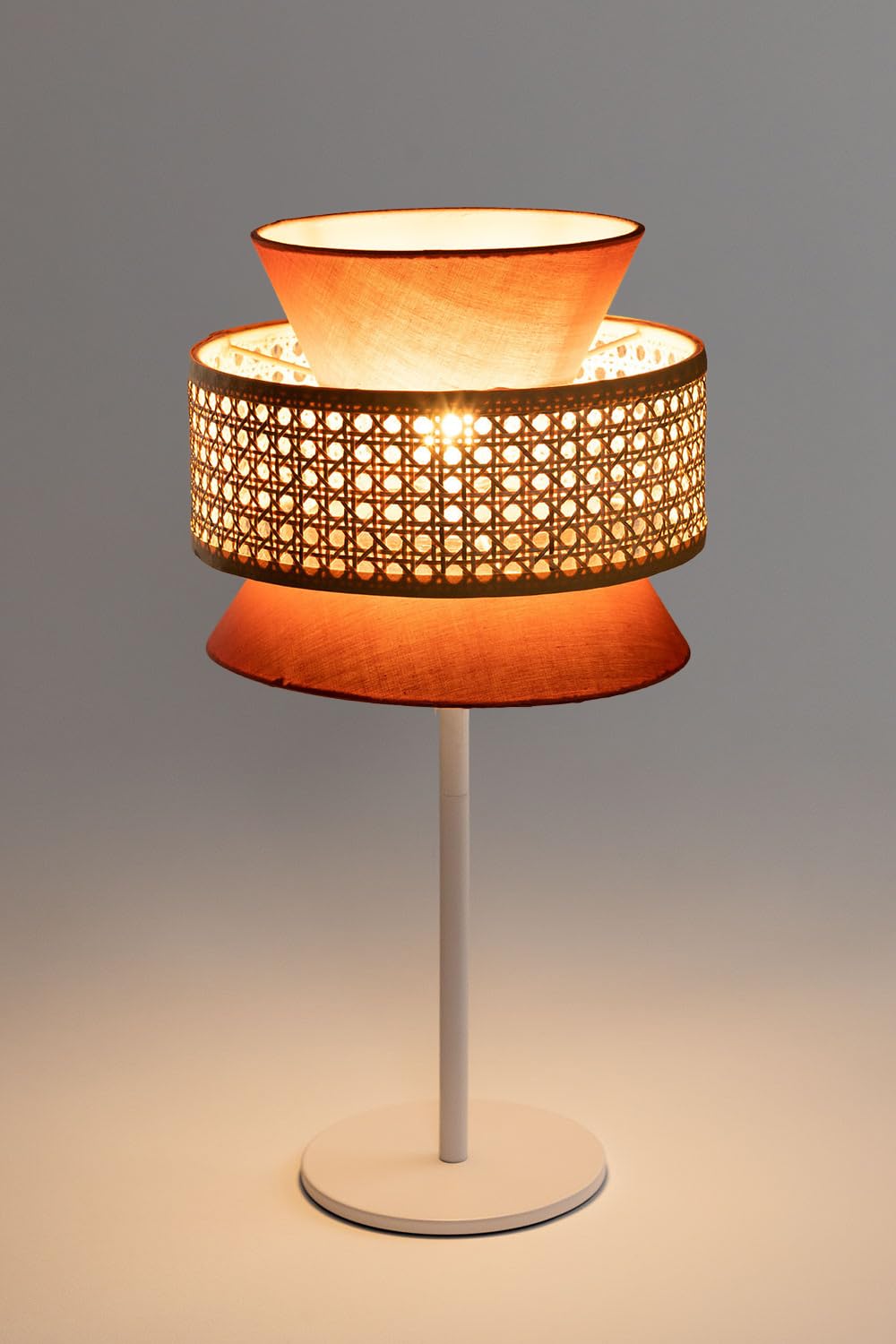 AKWAY Handmade Wicker Table Lamp, Beside Table Lamps, Study Table Lamps, Side Lamps Light Decoration for Home, Living Room, Bedroom Bedside, Hall (Orange) (Bulb not Included) - Akway