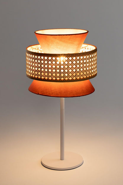 AKWAY Handmade Wicker Table Lamp, Beside Table Lamps, Study Table Lamps, Side Lamps Light Decoration for Home, Living Room, Bedroom Bedside, Hall (Orange) (Bulb not Included) - Akway
