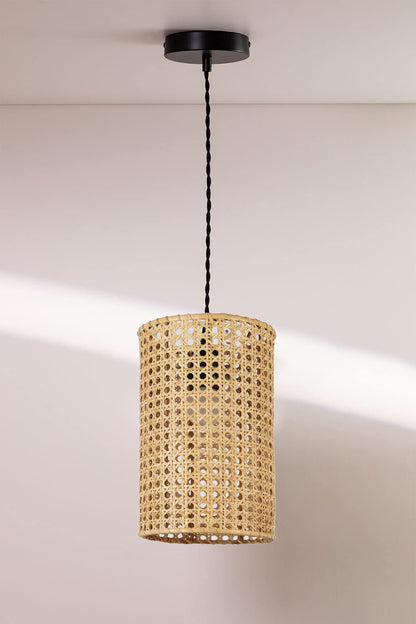 AKWAY Wicker Rattan Cane Webbing Bamboo Seagrass Premium Ceiling Light (5.5" Dia x 9" H) (Bulb not Included) - Akway