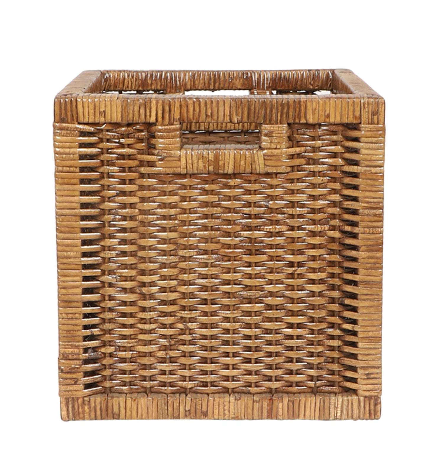 AKWAY Wicker wardrobe basket for storage, cloths, newspapers, photos, toys, plants or other memorabilia, 12.5 x 13.5 x 12.5 Inch, Beige (12.5W x 13.5L x 12.5H, Brown)- Akway