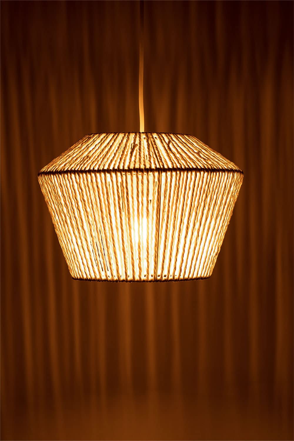 AKWAY Rattan Seagrass Paper Raffia Kauna Grass Wicker Lamp Premium Ceiling Light/Pendant Light Handwoven - 1 Piece (12" Dia x 9'H) (Beige) (Bulb not Included) - Akway