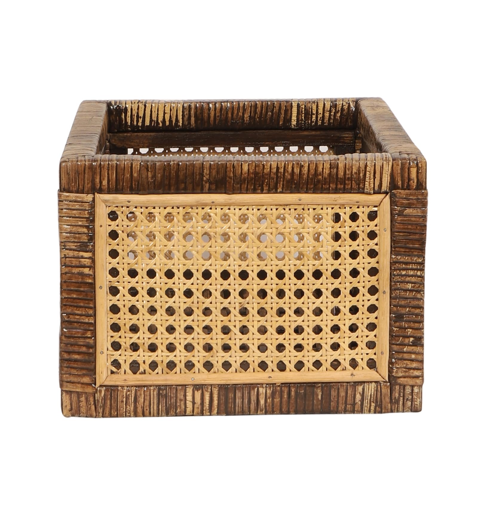 Akway Rattan cane webbing Storage basket | Wicker basket for storage organizer | Kauna Grass storage basket For Home | Kitchn Living Room - (Small, Dark Brown) - Akway