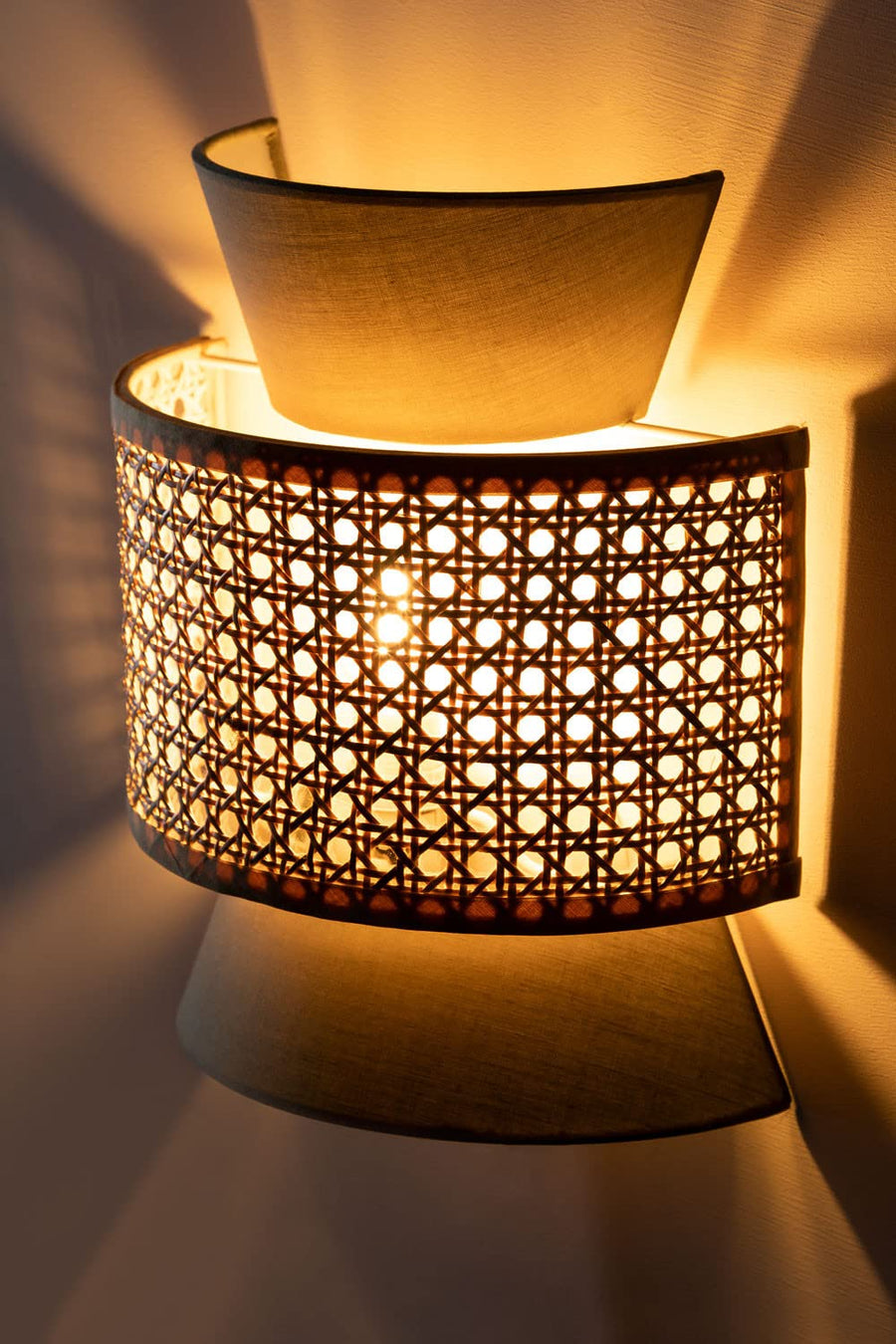 Bamboo Wall lamp for Living Room | Rattan Pendant light |Cane Webbing Wall Lamps-Amber - Akway Lighting > Wall Lamps & Sconce