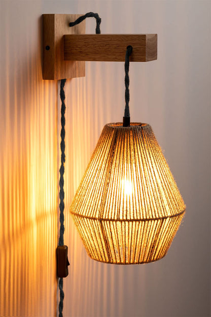 AKWAY Wicker Rattan Bamboo Jute Wall Lamps Wall scones Wall Light Beside Wall Light Living Room Light - Akway