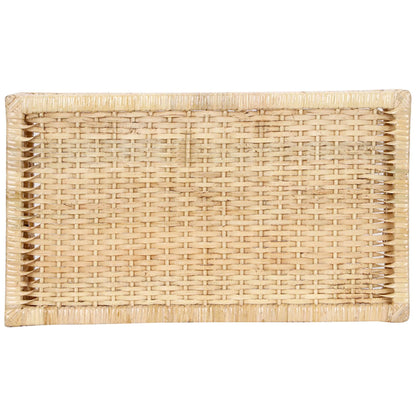 AKWAY Handmade Wicker Basket for Cloth, Storage Basket, Bin Organizer ,Bathroom Organizer Bamboo Wicker Basket (20 L x 13 W x 6 H,Rattan,Beige) - Akway