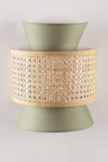 Bamboo Wall Lamp for Living Room | Cane Wall Sconce - Amber