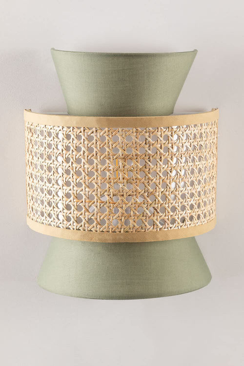 Bamboo Wall Lamp for Living Room | Cane Wall Sconce - Amber