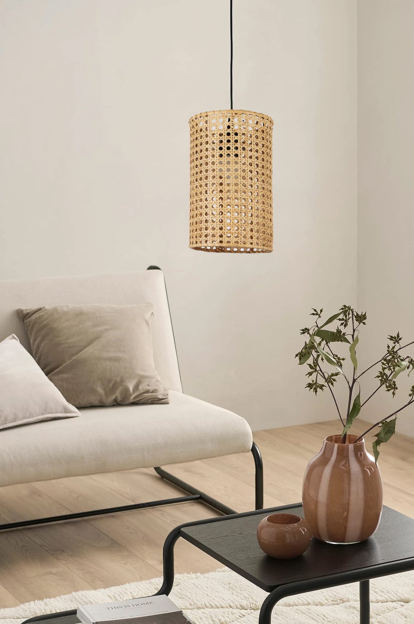 AKWAY Wicker Rattan Cane Webbing Bamboo Seagrass Premium Ceiling Light (5.5" Dia x 9" H) (Bulb not Included) - Akway