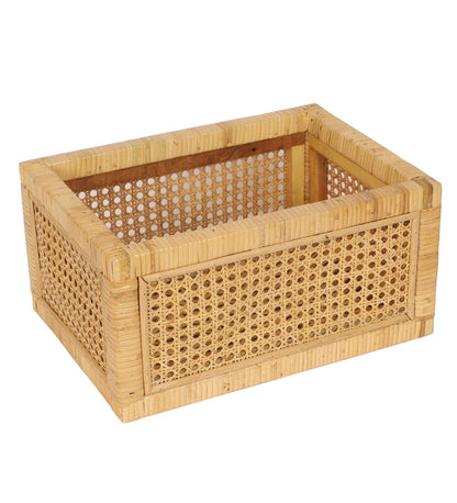 Akway Rattan cane webbing Storage basket | Wicker basket for storage organizer | Kauna Grass storage basket For Home | Kitchn Living Room - (Small, Beige)- Akway