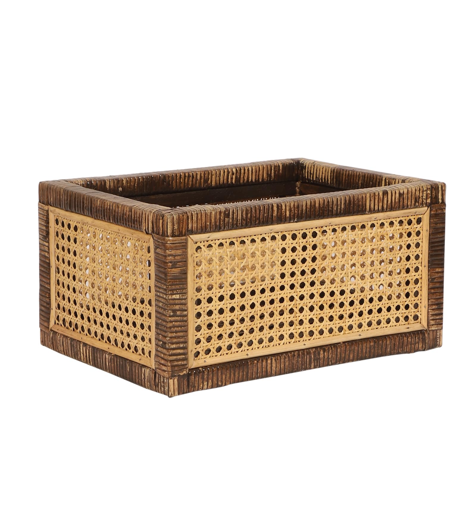 Akway Rattan cane webbing Storage basket | Wicker basket for storage organizer | Kauna Grass storage basket For Home | Kitchn Living Room - (Small, Dark Brown) - Akway