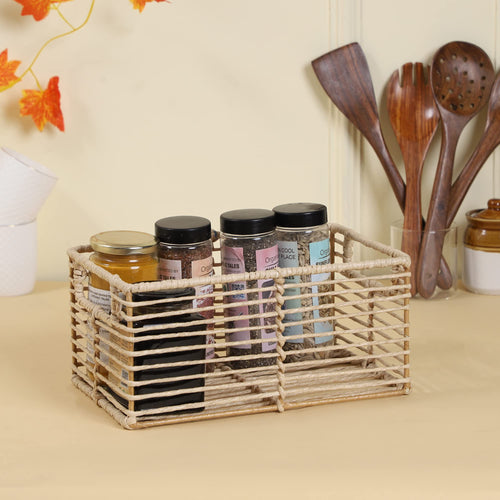 Seagrass Storage Basket 12x8x5 Inch for Bathroom - Nisha