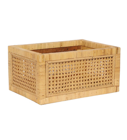 Akway Rattan cane webbing Storage basket | Wicker basket for storage organizer | Kauna Grass storage basket For Home | Kitchn Living Room - (Small, Beige)- Akway
