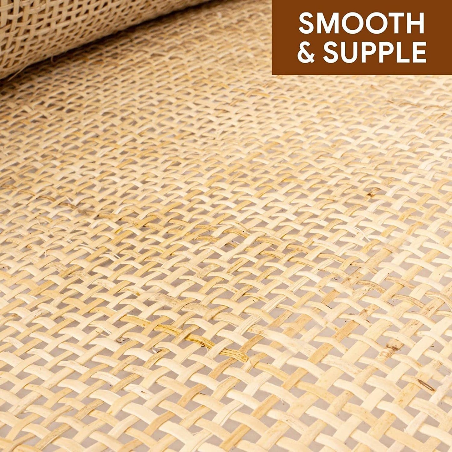 Cane webbing mesh | Rattan webbing mesh - 2 feet x 7 feet (Natural Square Shape) - Akway