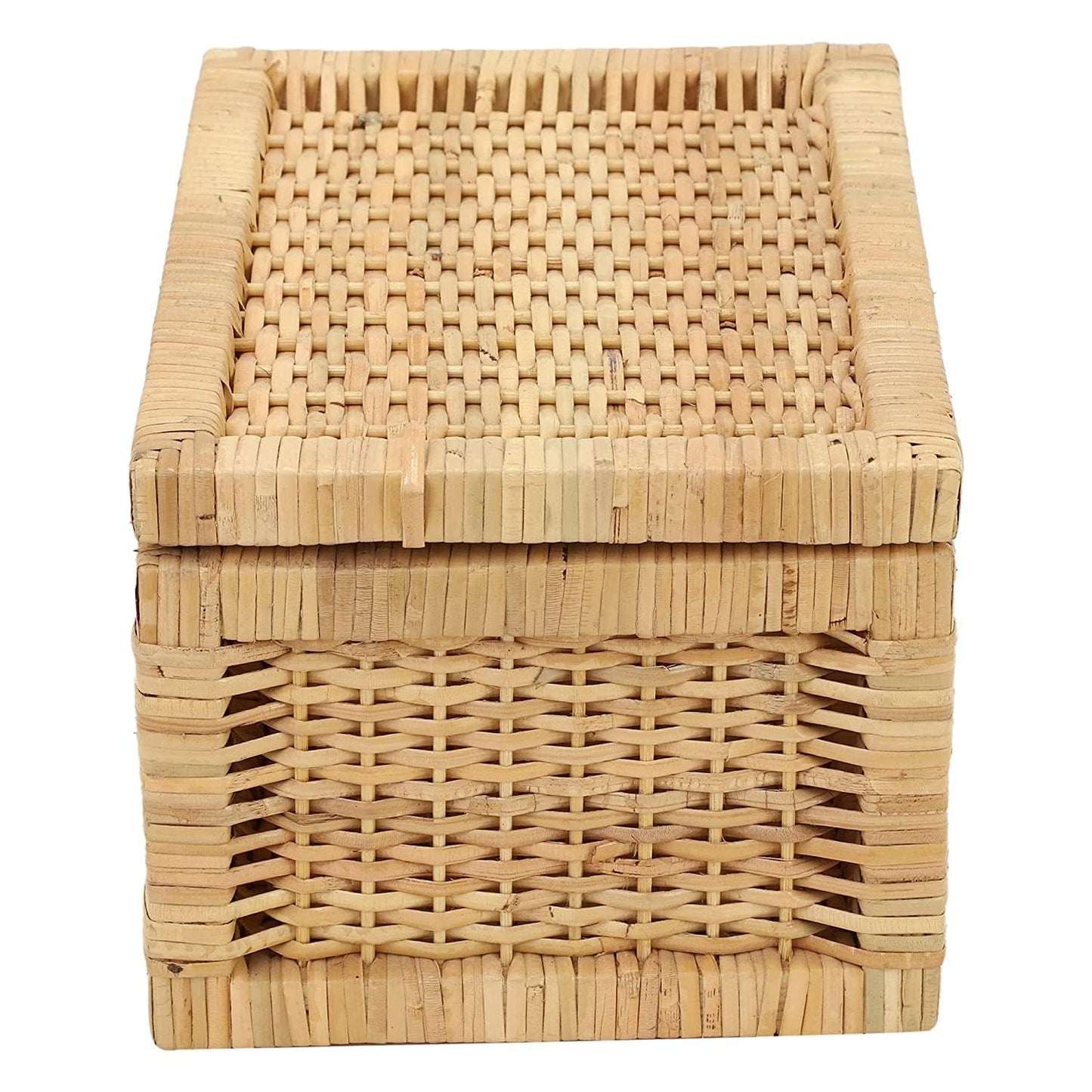 AKWAY Wicker Storage Basket With Lid for Bathroom Utilities (11" L x 9" W x 9" H) - Akway