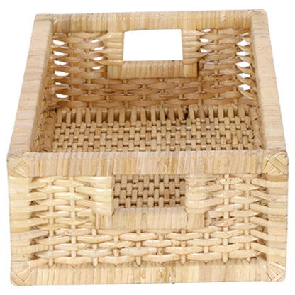 AKWAY Handmade Wicker Basket for Cloth, Storage Basket, Bin Organizer ,Bathroom Organizer Bamboo Wicker Basket (20 L x 13 W x 6 H,Rattan,Beige) - Akway