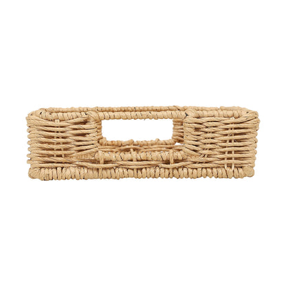 AKWAY Wicker Seagrass Water Hyacinth Kauna Grass Serving Tray Serving Tray for Home | Dining Table Decorative Trays | Serving Tray | Platter with Handles Diwali or Deepawali Gifts | 11" x 8" x 3" - Akway