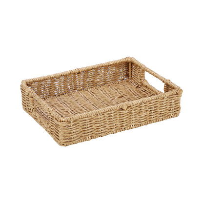 AKWAY wicker seagrass kauna grass water hyacinth rattan cane storage basket - (Beige) (12"L X 8"W X 4"H,Pack of 1) - Akway