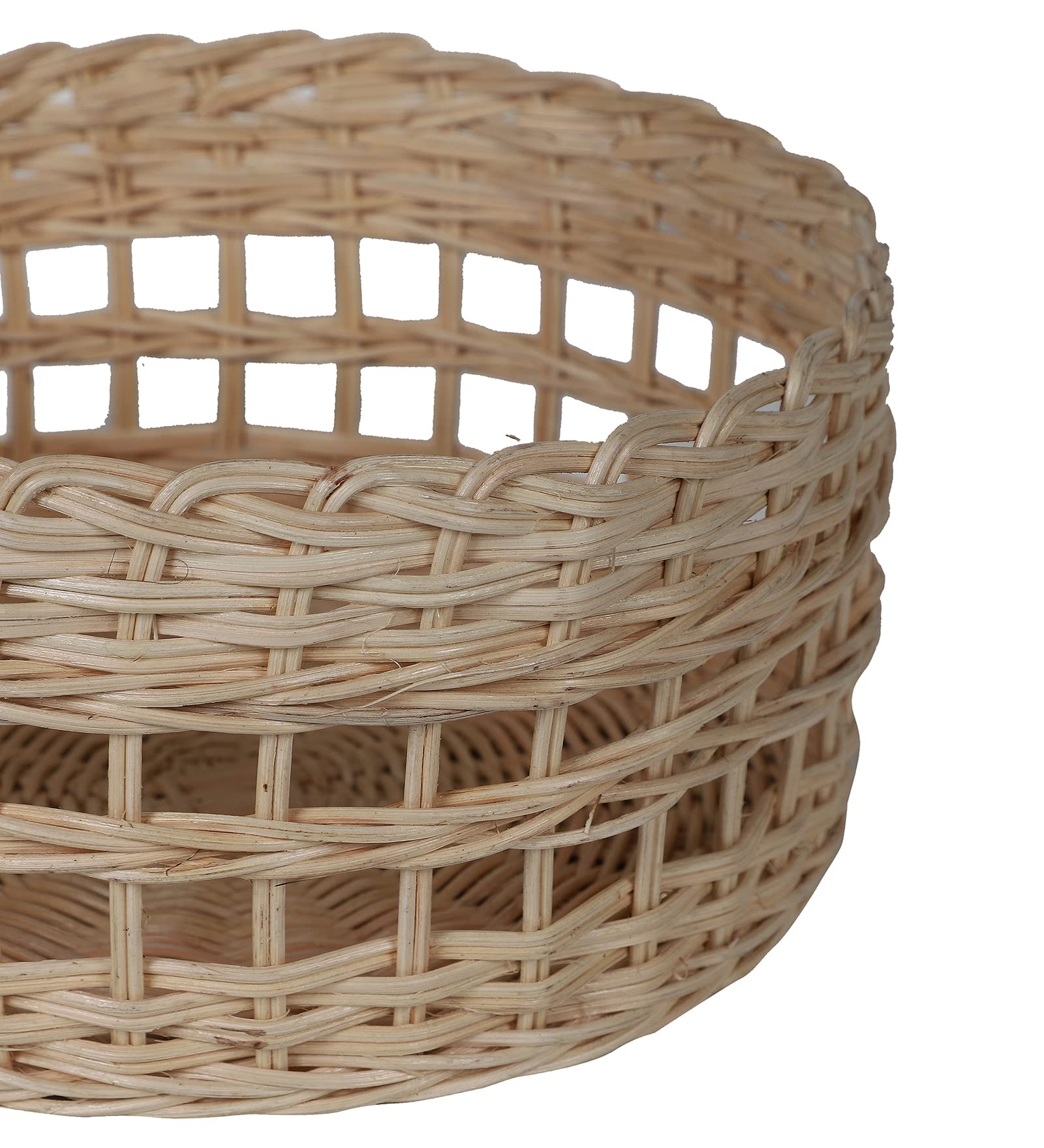 AKWAY Handmade Wicker Basket Bathroom Vanity Tray, Wicker Kitchen Counter top Storage Shelf Coffee Table Decorative Tray Cosmetic Organizer Display Holder (10 D x 4 H) - Akway