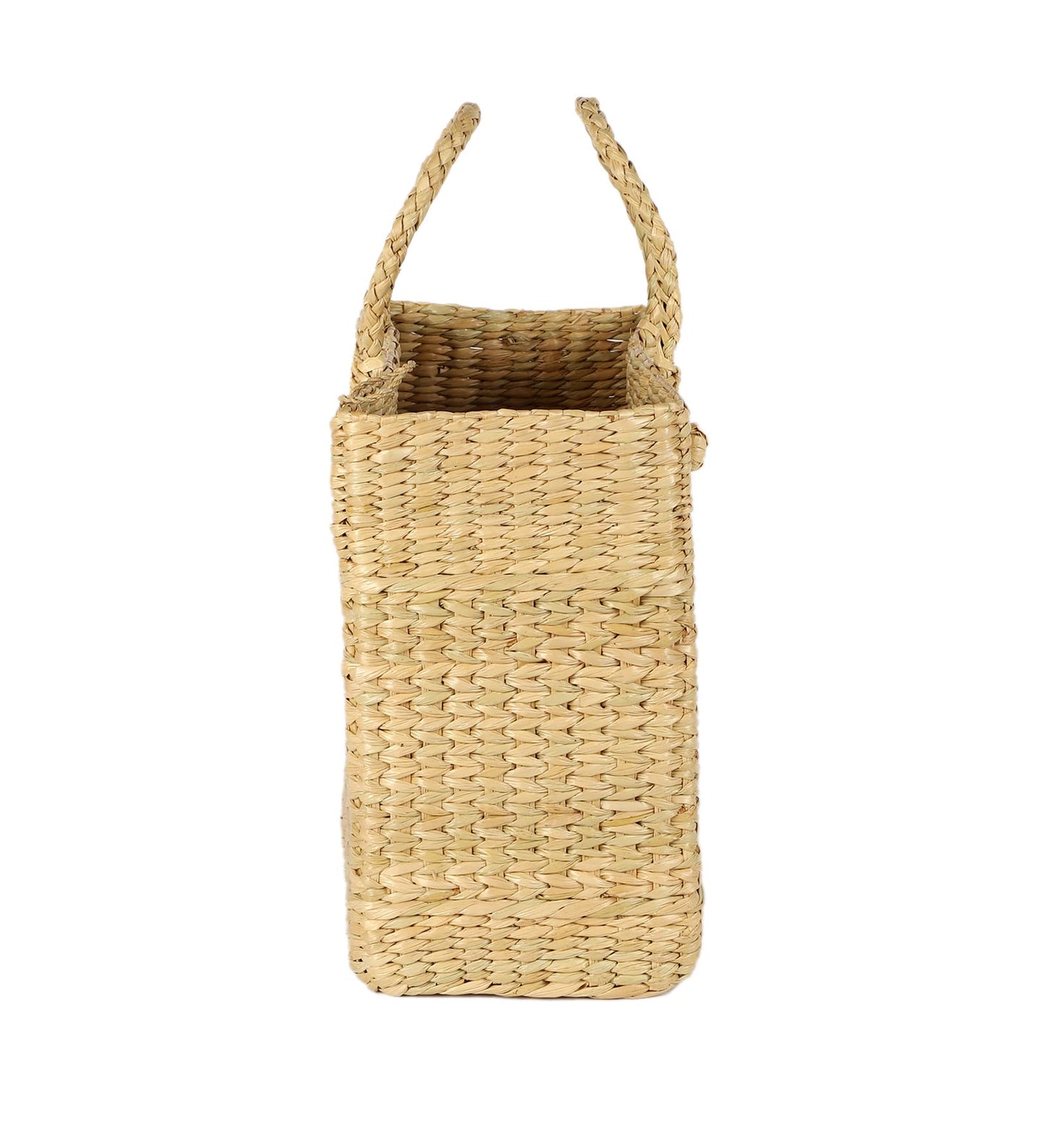 AKWAY Water Reed/Seagrass Storage Basket Picnic Bag - Dry Grass Natural Cane Lunch Bag with Handle, Water Hyacinth Tote for Fruits & Vegetables - Natural Color (Medium) - Akway