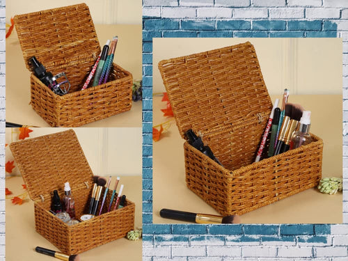 Wicker Storage Basket Set of 3 with Lids - Aditi