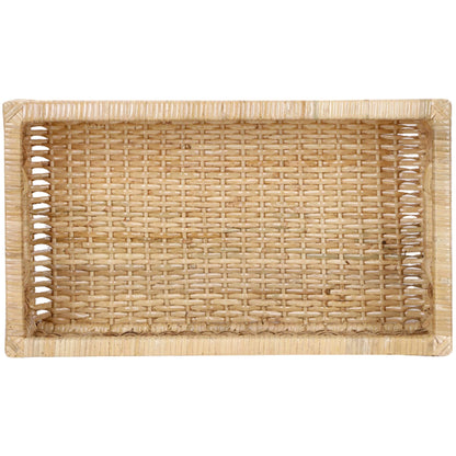AKWAY Handmade Wicker Basket for Cloth, Storage Basket, Bin Organizer ,Bathroom Organizer Bamboo Wicker Basket (20 L x 13 W x 6 H,Rattan,Beige) - Akway