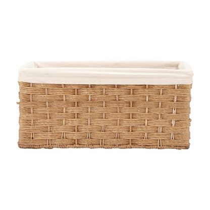 AKWAY Handcrafted Rectangular Bamboo Wicker Basket Organizer (Beige, 15 x 10 x 7,Rattan,Pack of 1) - Akway