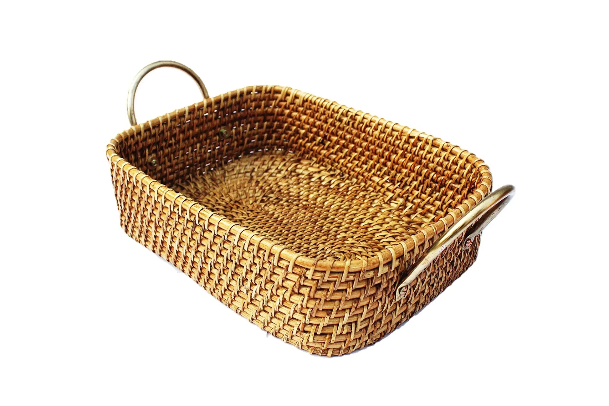 AKWAY Wicker Basket Cloth Storage Basket Bin Organizer for Toiletry Cosmetic Towels Toys Bathroom Organizer bamboo basket(Natural; 14 L x 11 W x 4 H INCHES) (Beige) Akway