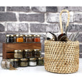 Cane Round Spoon Stand for Dining Table | Rattan Cutlery Holder - Avni