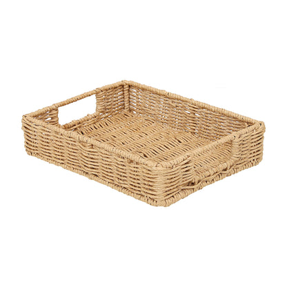 AKWAY Wicker Seagrass Water Hyacinth Kauna Grass Serving Tray Serving Tray for Home | Dining Table Decorative Trays | Serving Tray | Platter with Handles Diwali or Deepawali Gifts | 11" x 8" x 3" - Akway