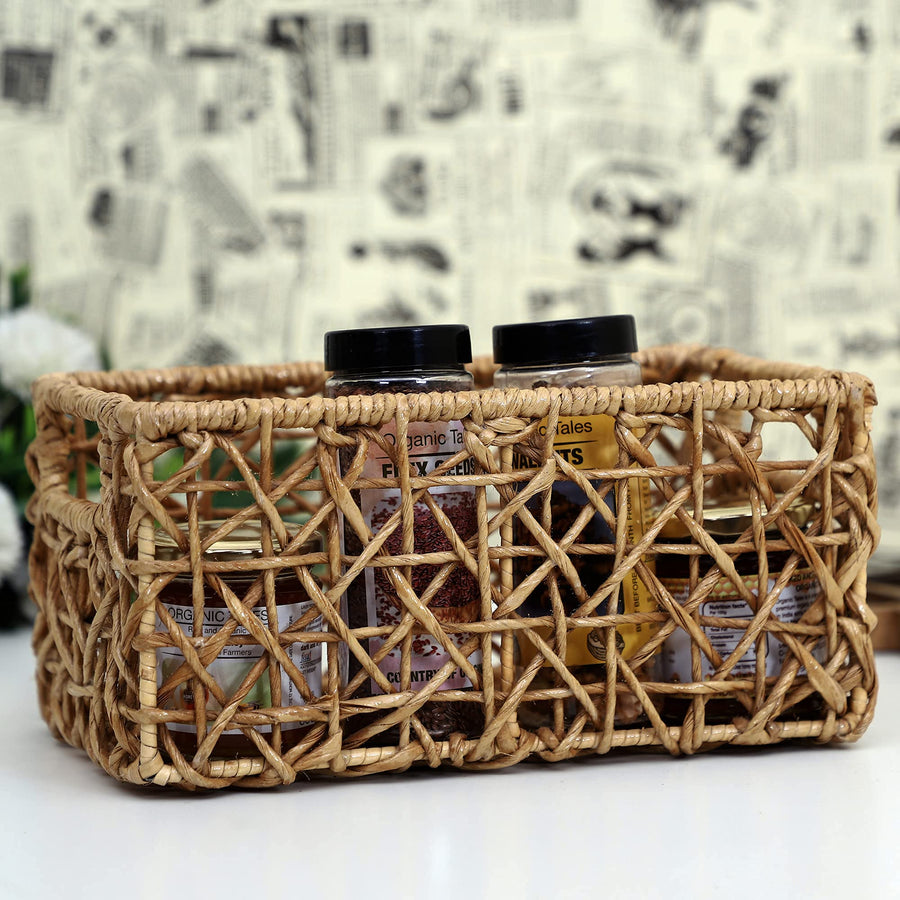 AKWAY Natural Raffia Storage Bin Basket Organizer (11 x 7 x 5) Raffia,Pack of 1 - Akway Kitchen > Shelf Baskets (Image 2)